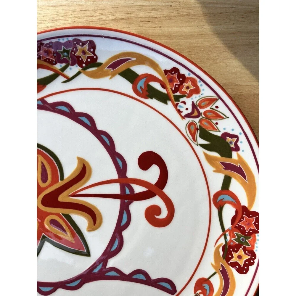 DAVID TUTERA ENTERTAINING PASSION DINNER PLATE COLORFUL FLOWERS & DESIGNS